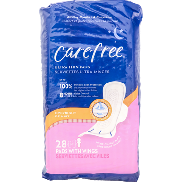 Carefree Ultra Thin Pads Overnight Wings