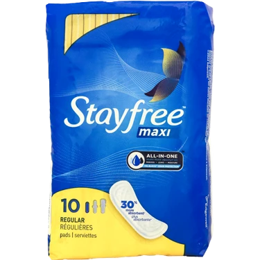 Stayfree Maxi Pads Regular Wingless