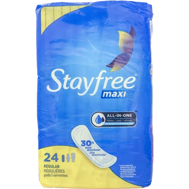 Stayfree Maxi Pads Regular Wingless
