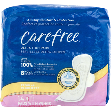 Carefree Ultra Thin Pads Regular Wings